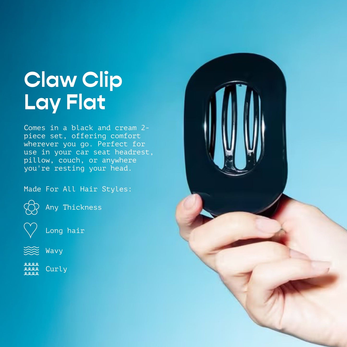 Lay Flat Claw Clip Duo - Black & Cream