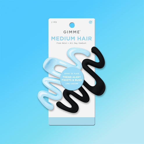 Squiggle Claw Clip Duo - Black & Blue