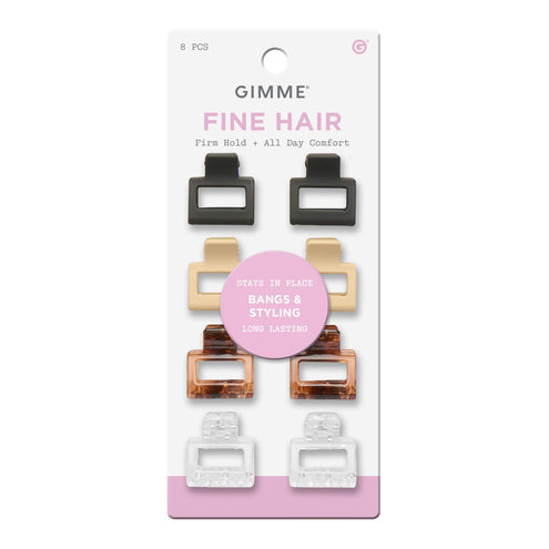 Small Square Claw Clips - Assorted Colors, 8 Count