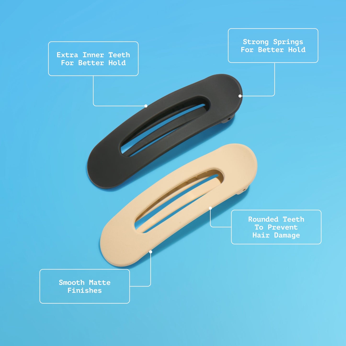 Slim Lay Flat Claw Clip Duo - Black & Cream