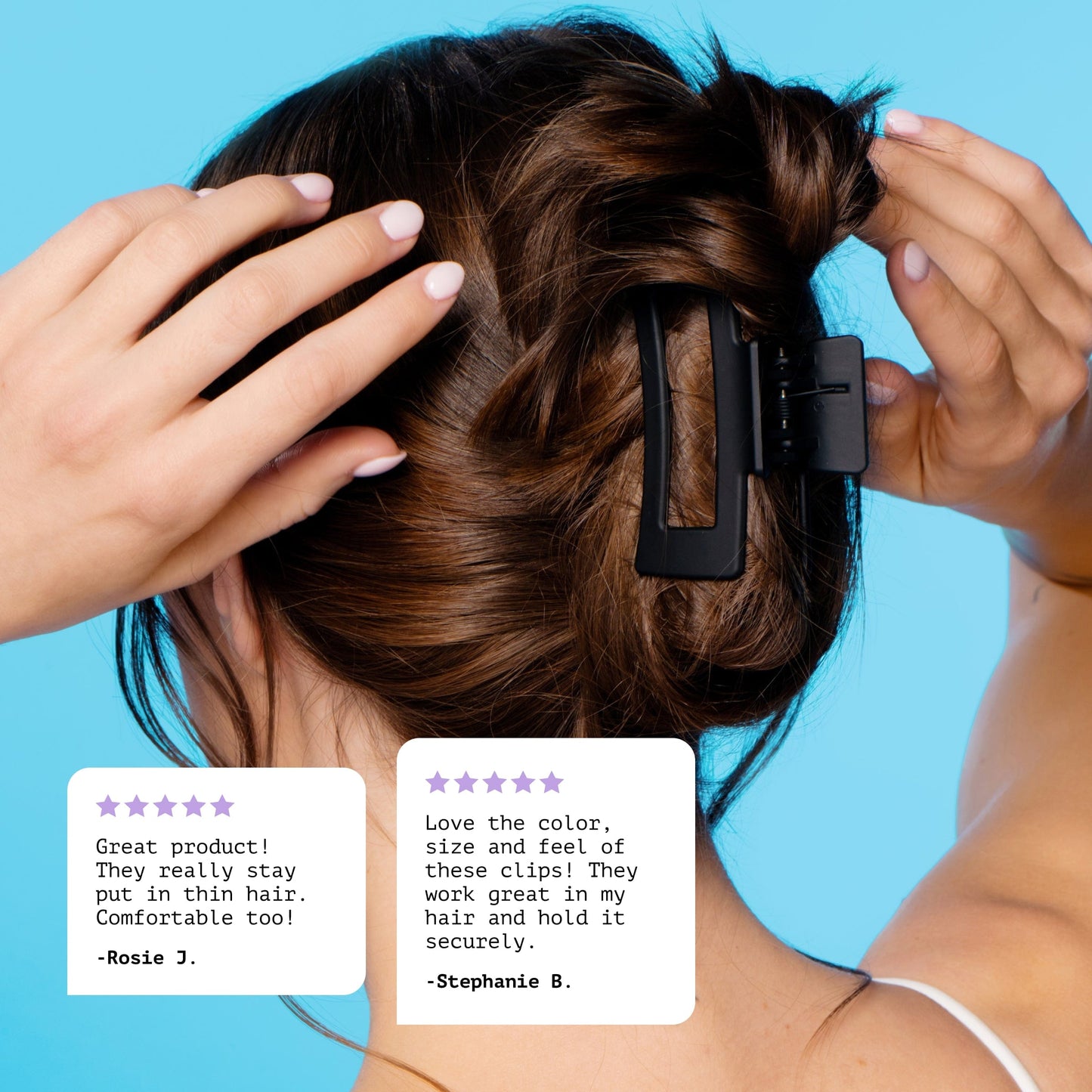 Gimme Beauty Rectangle Claw Clip for Medium Hair, Twists & Buns, Black/Tortoise, 2 Count