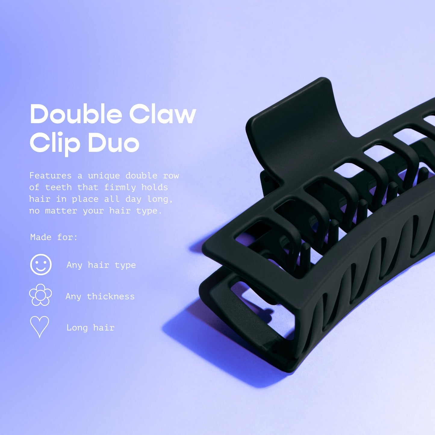 Rectangle Double Teeth Claw Clip Duo