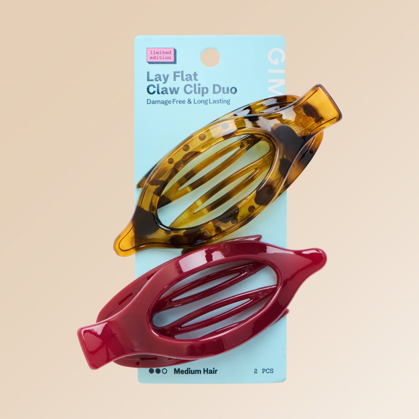 Lay Flat Claw Clip Duo in City Rouge & Tortoise