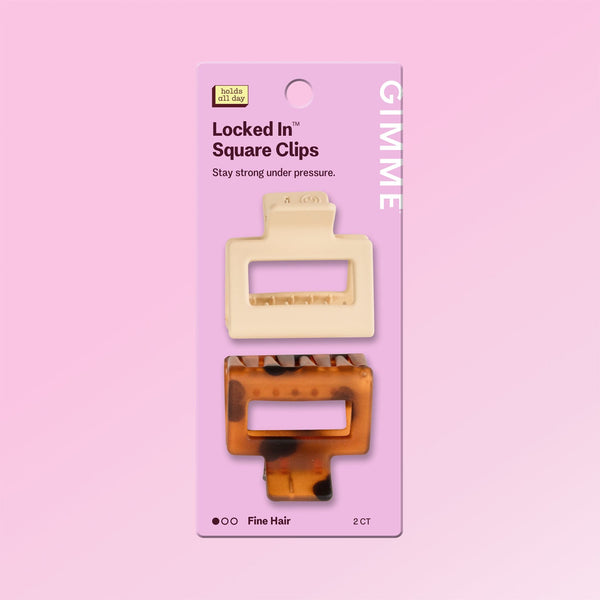Locked In Square Claw Clips For Fine or Thinner Hair - Tortoise & Tan