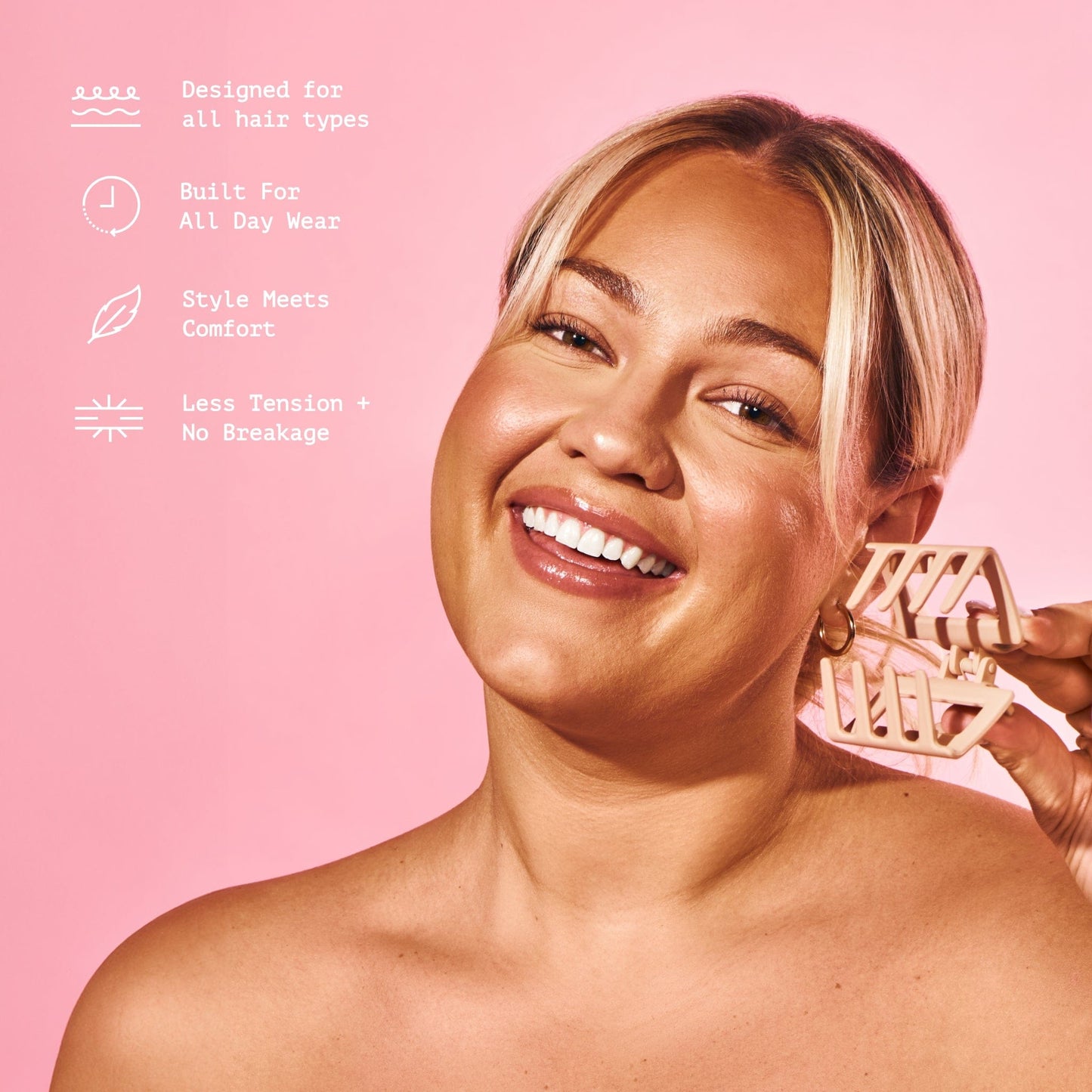 Locked In Square Claw Clips For Fine or Thinner Hair - Tortoise & Tan