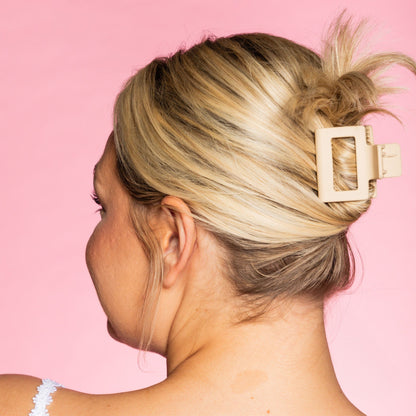 Locked In Square Claw Clips For Fine or Thinner Hair - Tortoise & Tan