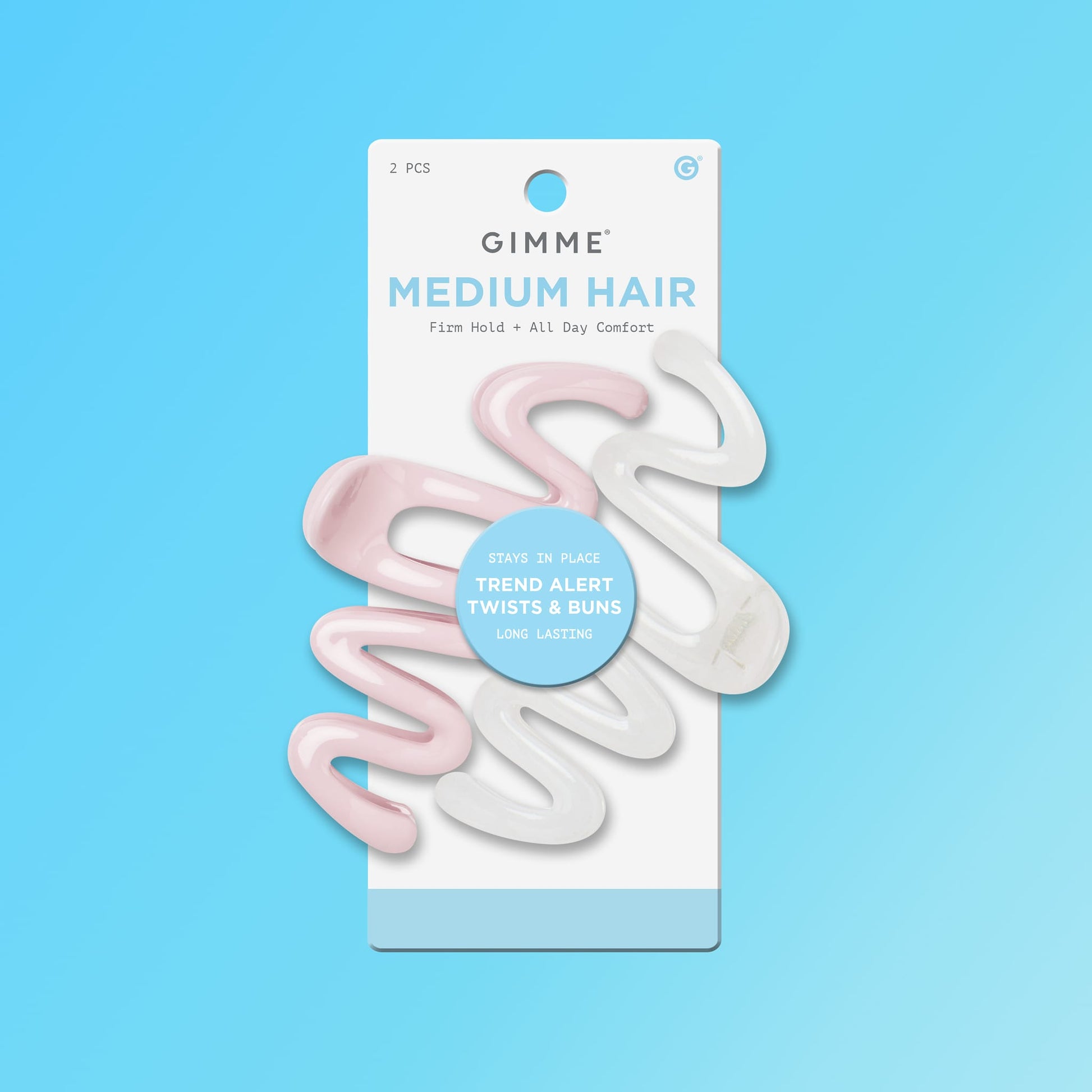 Squiggle Claw Clip Duo - White & Pink by Gimme Beauty