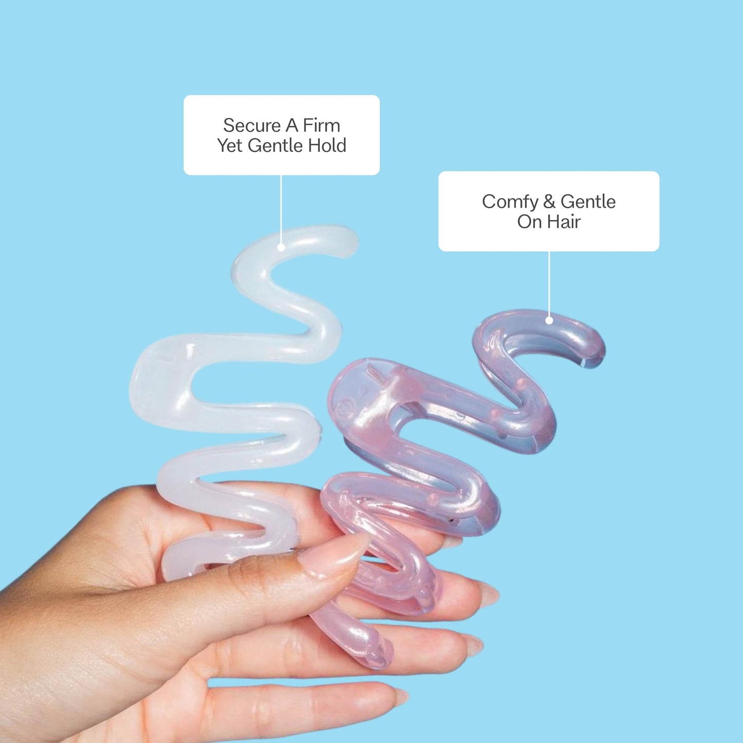 Squiggle Claw Clip Duo - White & Pink