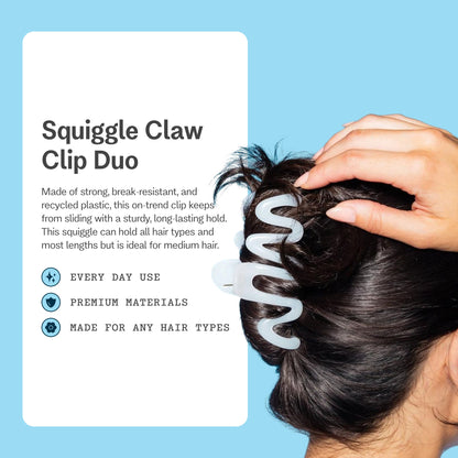 Squiggle Claw Clip Duo - White & Pink