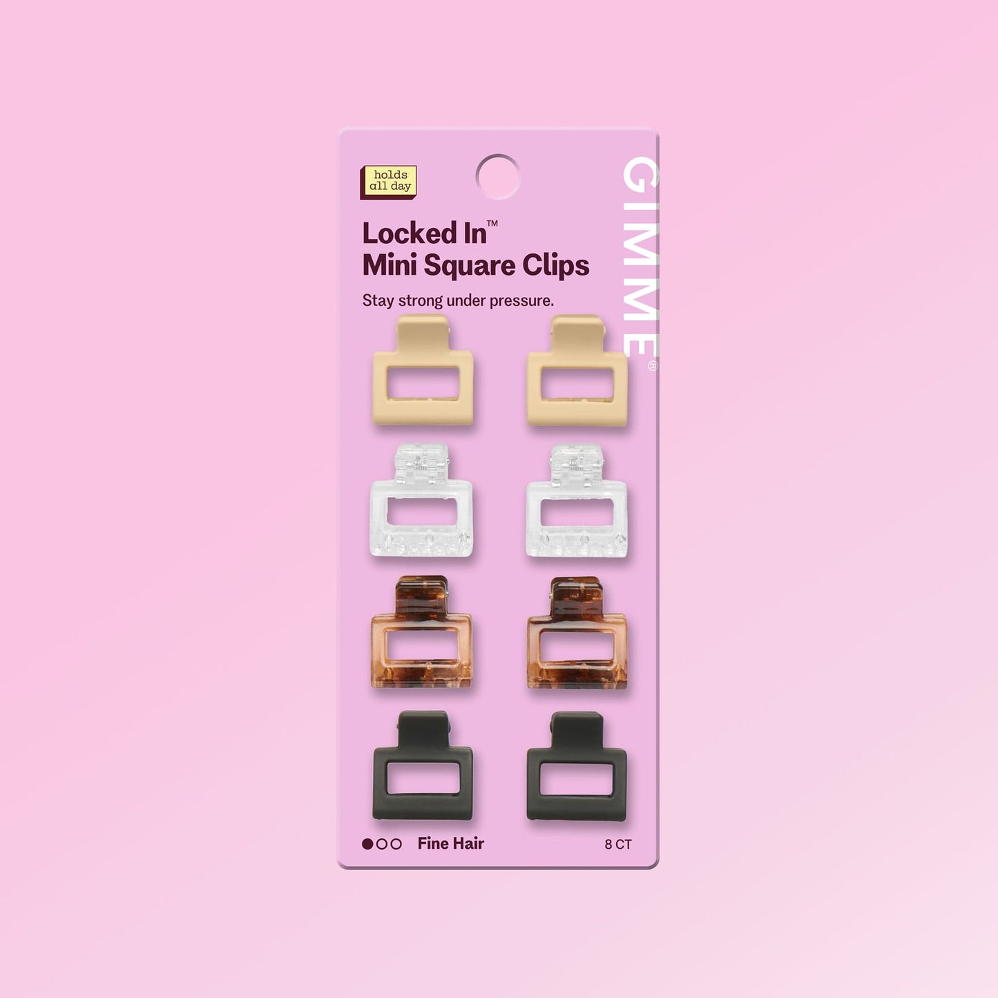 Small Square Claw Clips - Assorted Colors, 8 Count
