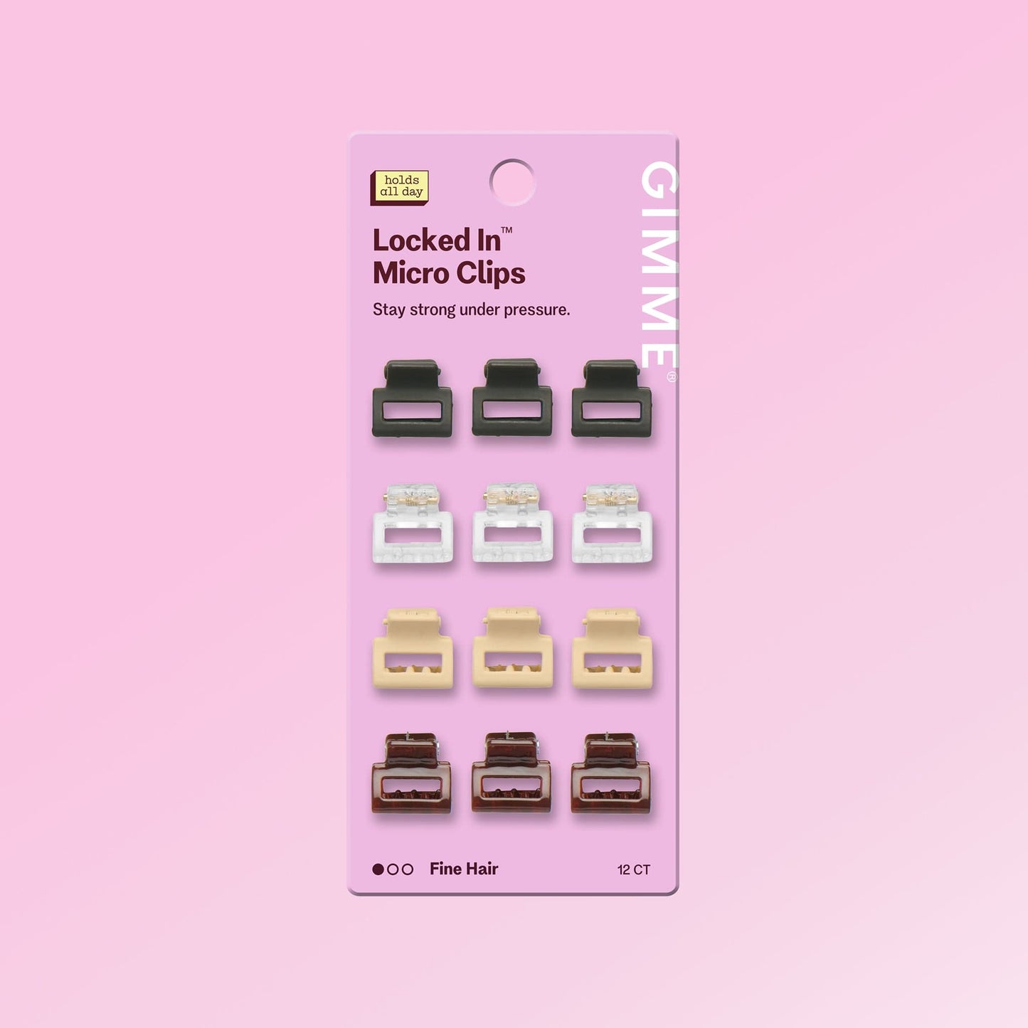 Mini Square Claw Clips - Assorted Colors, 12 Count