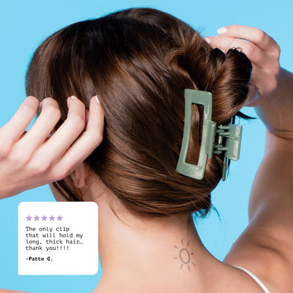 Gimme Beauty Rectangle Claw Clip for Medium Hair, Twists & Buns, Jade/Cream, 2 Count