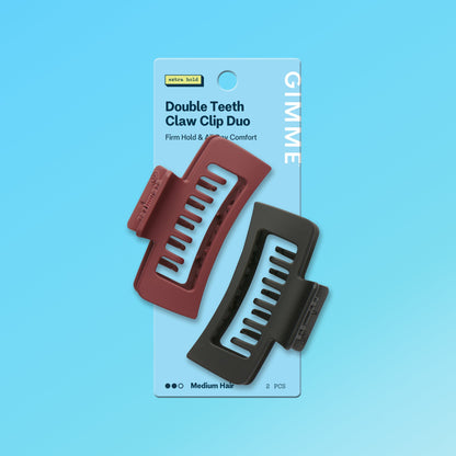Rectangle Double Teeth Claw Clip Duo