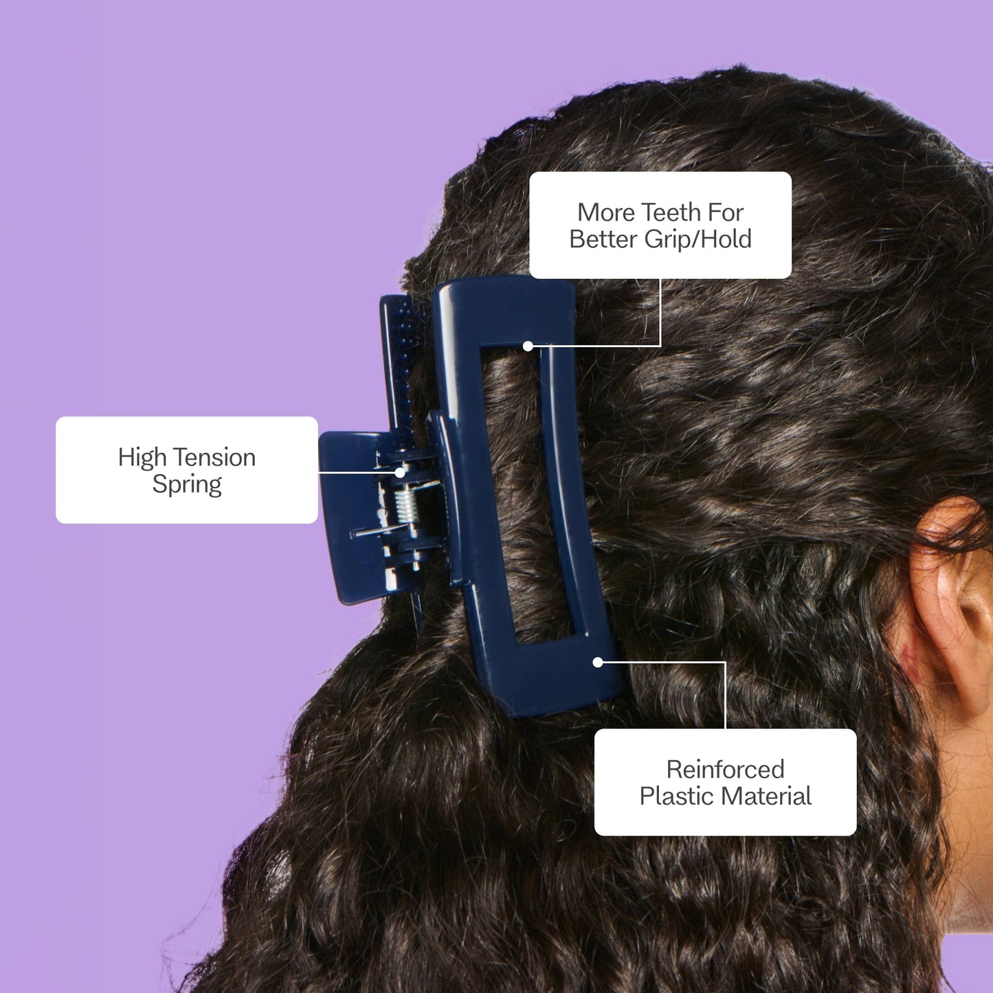 Rectangle Extra Grip Claw Clip Duo - Thick Hair