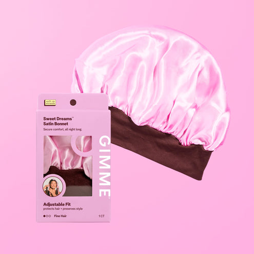 Sweet Dreams Satin Sleep Bonnet For Shorter Hair - Pink by Gimme Beauty