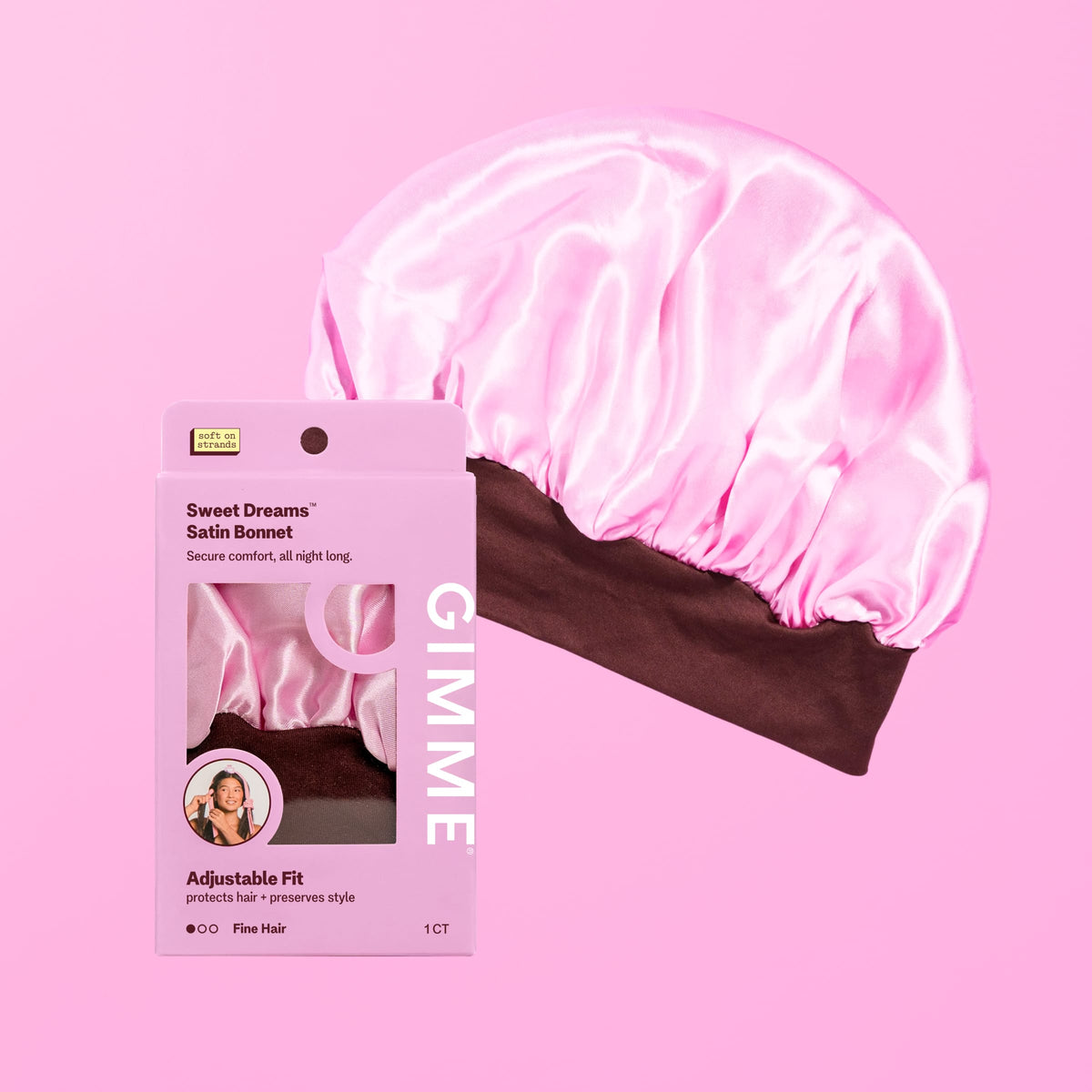 Sweet Dreams Satin Sleep Bonnet For Shorter Hair - Pink by Gimme Beauty