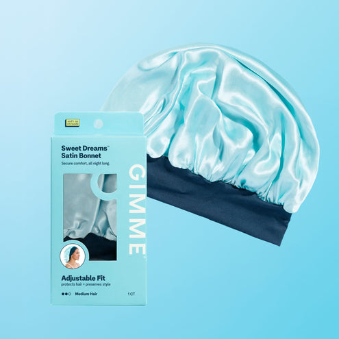 Sweet Dreams Satin Sleep Bonnet For Mid-Length Hair - Soft Blue by Gimme Beauty