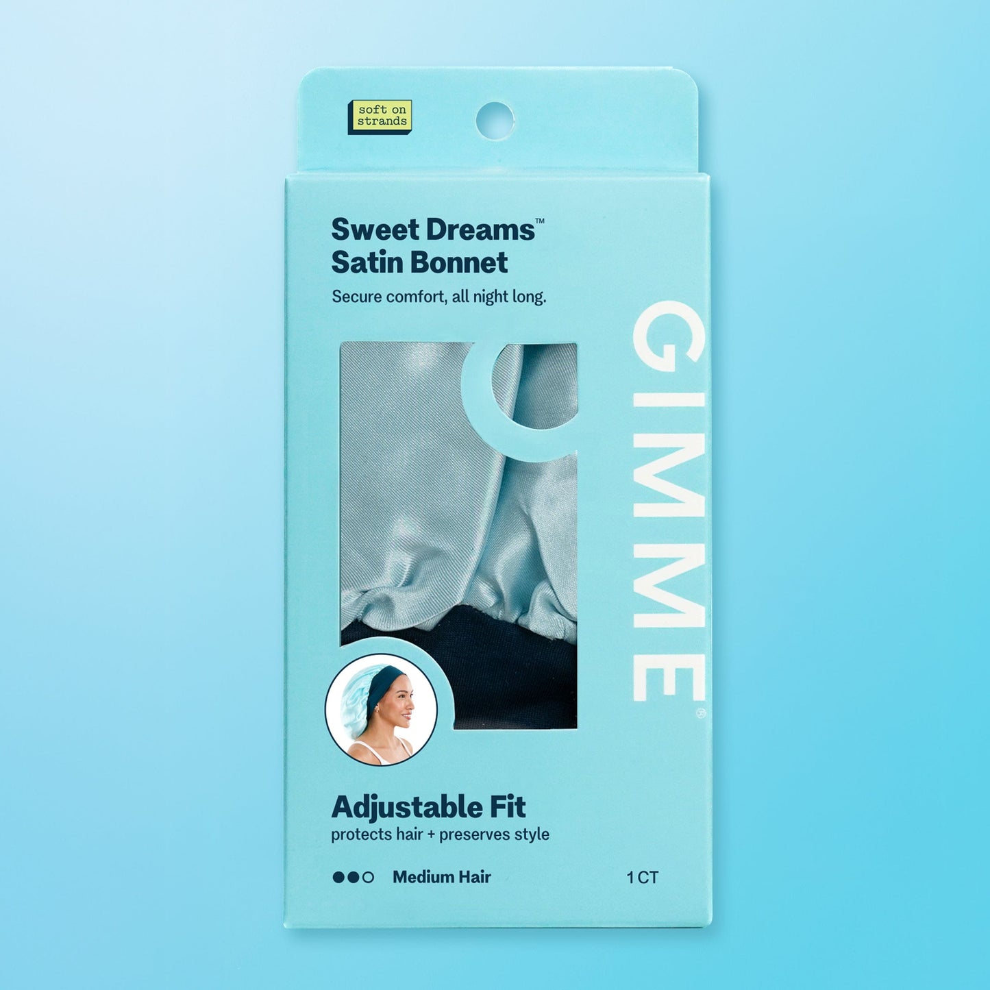 Sweet Dreams Satin Sleep Bonnet for Medium Hair - 1 Count, Soft Blue