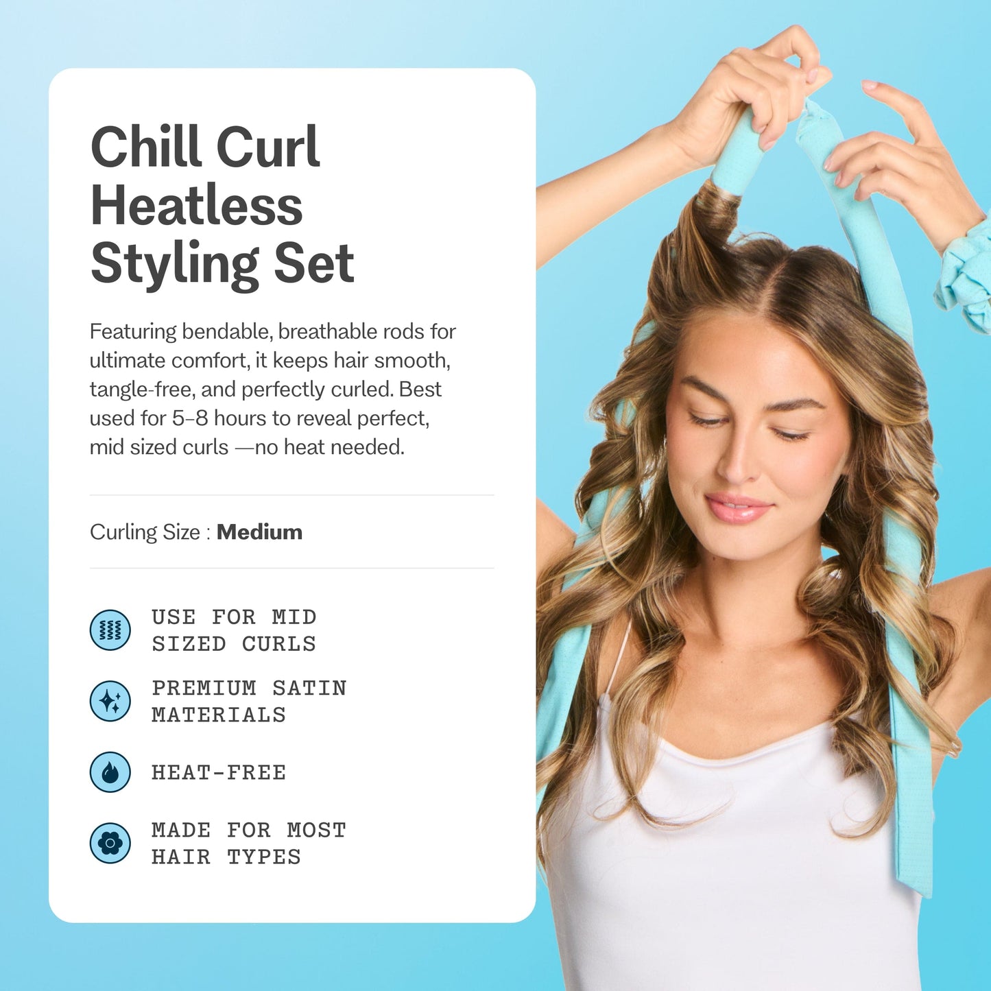 Chill Curl Heatless Styling Set for Medium Hair - 4 Count