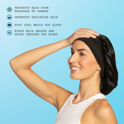 Sweet Dreams Satin Sleep Bonnet for Medium Hair - 1 Count, Black