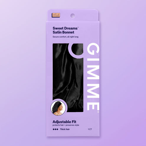 Sweet Dreams Satin Sleep Bonnet for Thick Hair - 1 Count, Black