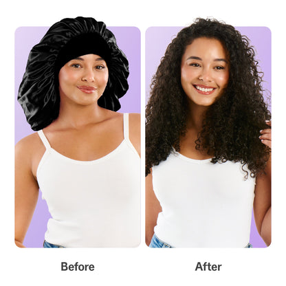 Sweet Dreams Satin Sleep Bonnet for Thick Hair - 1 Count, Black