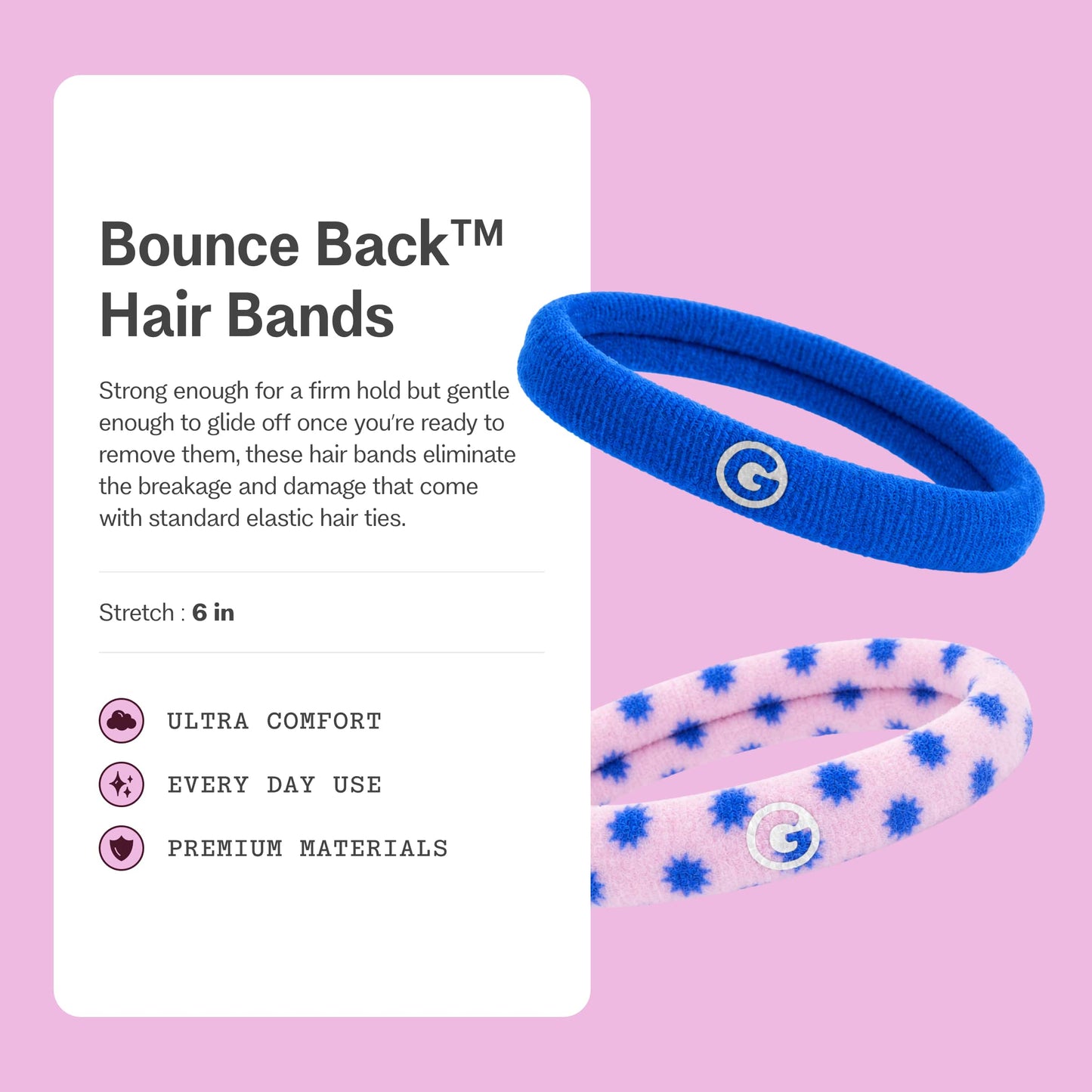 Bounce Back Hair Bands - Fine - Cobalt Crush