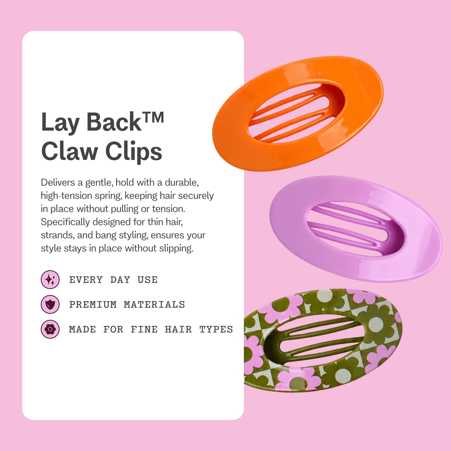 Lay Back Claw Clips - Fine - Peachy Keen