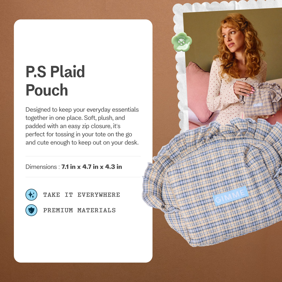 P.S. Plaid Pouch by Gimme Beauty