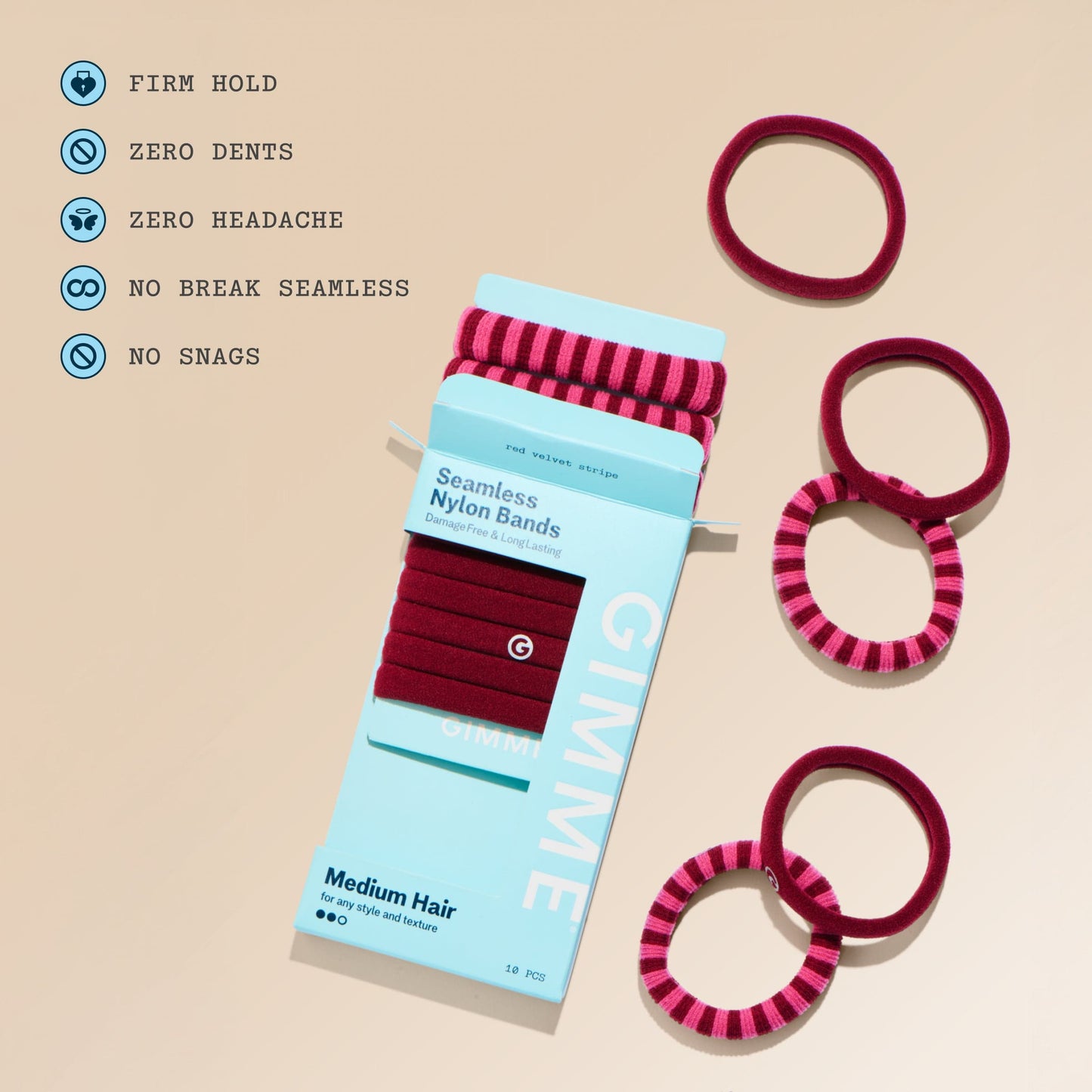 Seamless Nylon Bands in City Rouge & City Stripe
