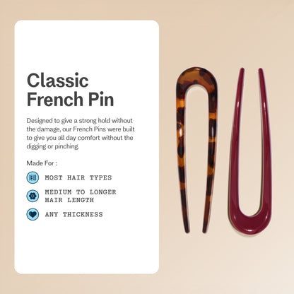 Classic French Pin in City Rouge & Tortoise