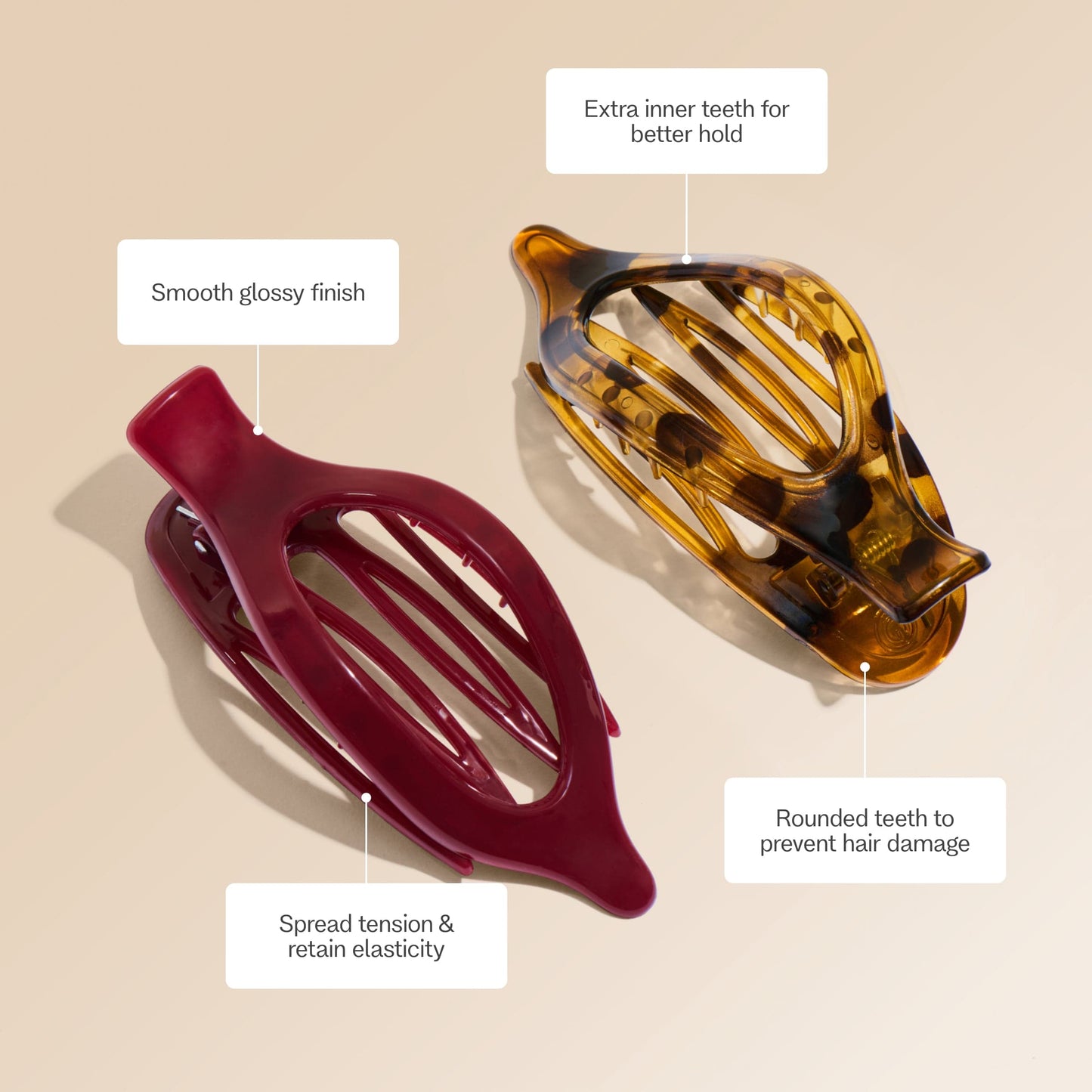 Lay Flat Claw Clip Duo in City Rouge & Tortoise