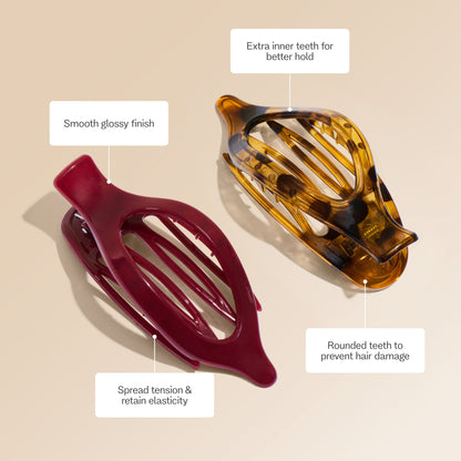 Lay Flat Claw Clip Duo in City Rouge & Tortoise