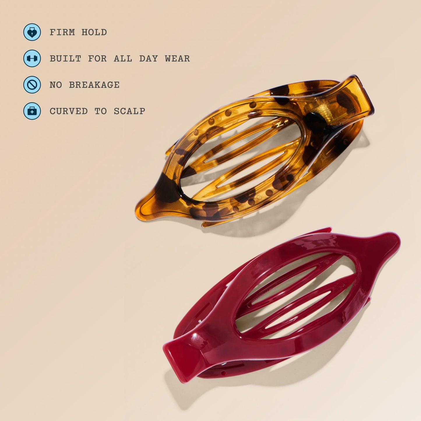 Lay Flat Claw Clip Duo in City Rouge & Tortoise