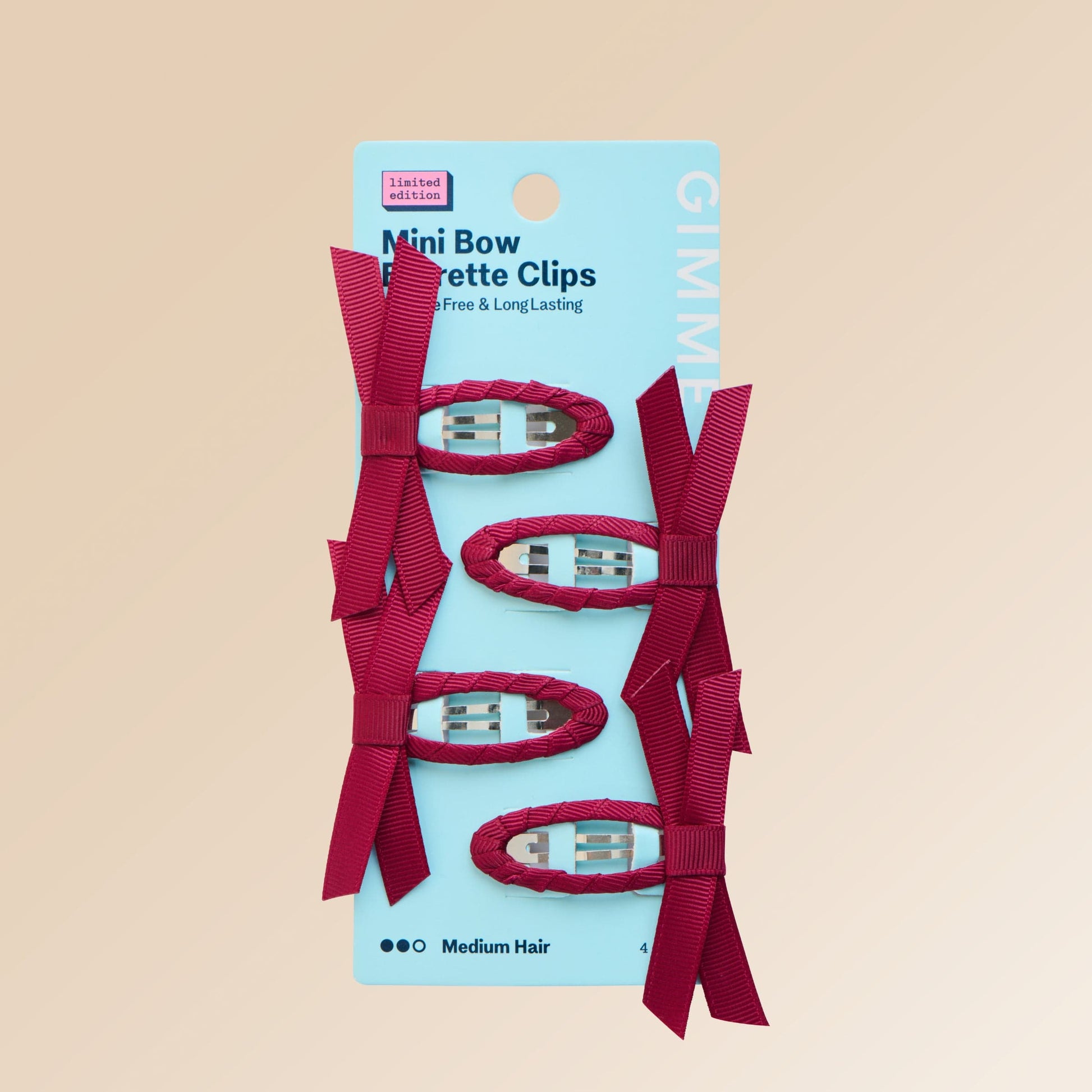 Gimme Gimme Mini Bow Barrette Clips in City Rouge — product image