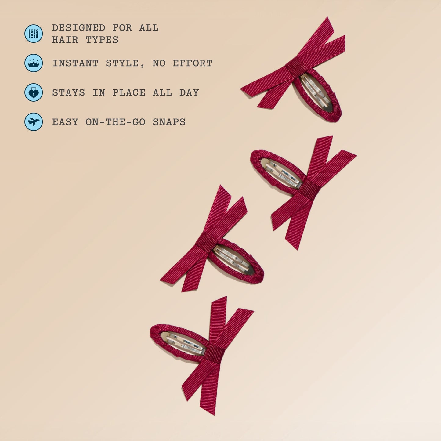 Mini Bow Barrette Clips in City Rouge