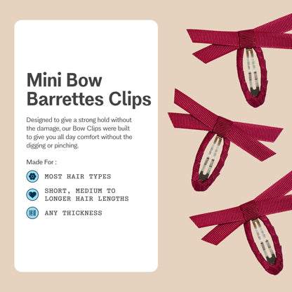 Mini Bow Barrette Clips in City Rouge