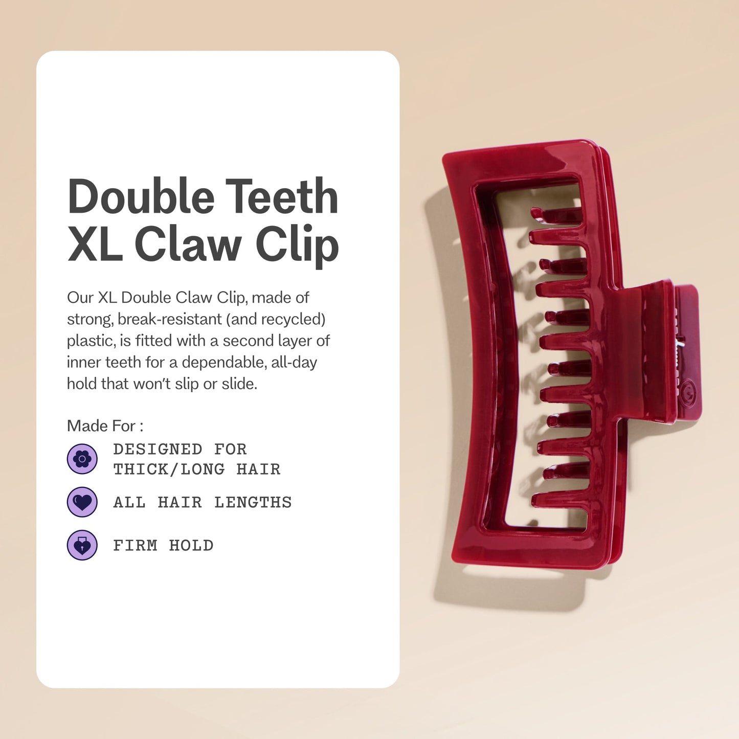 Double Teeth XL Claw Clip in City Rouge