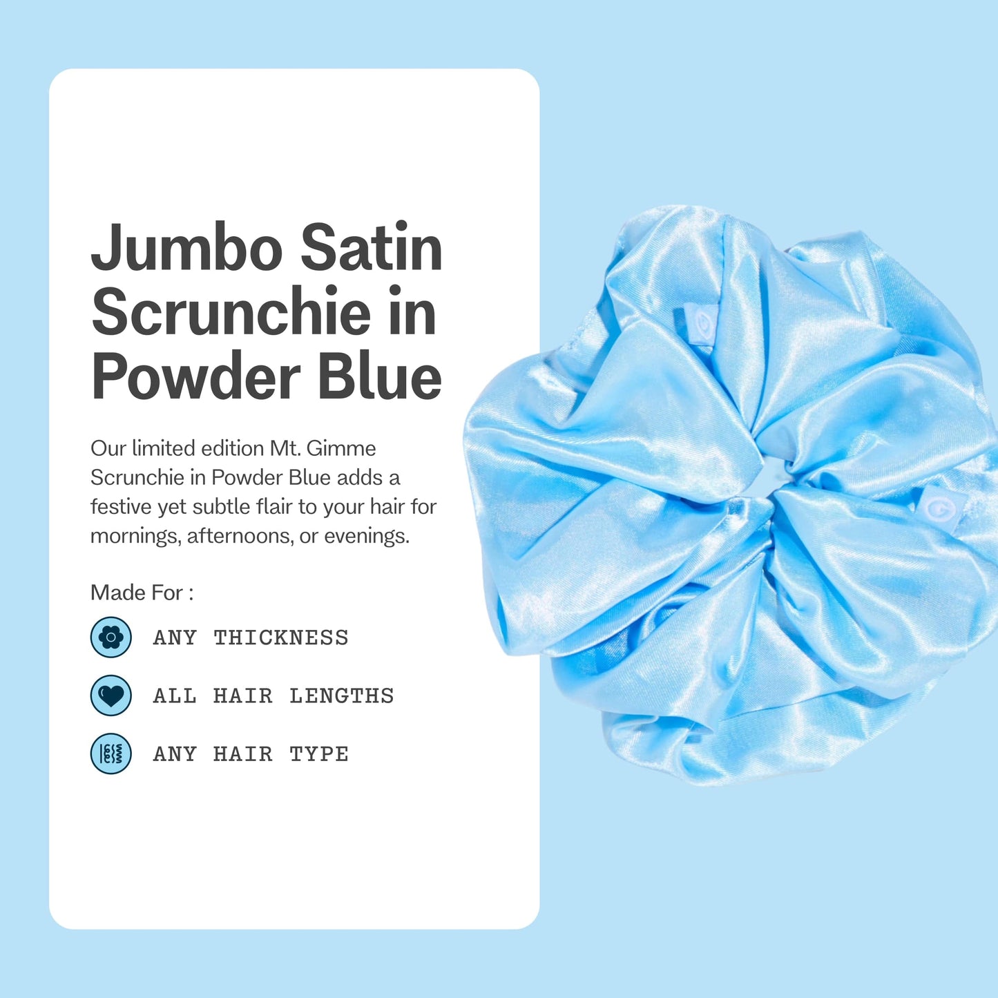 Jumbo Satin Scrunchie in Powder Blue
