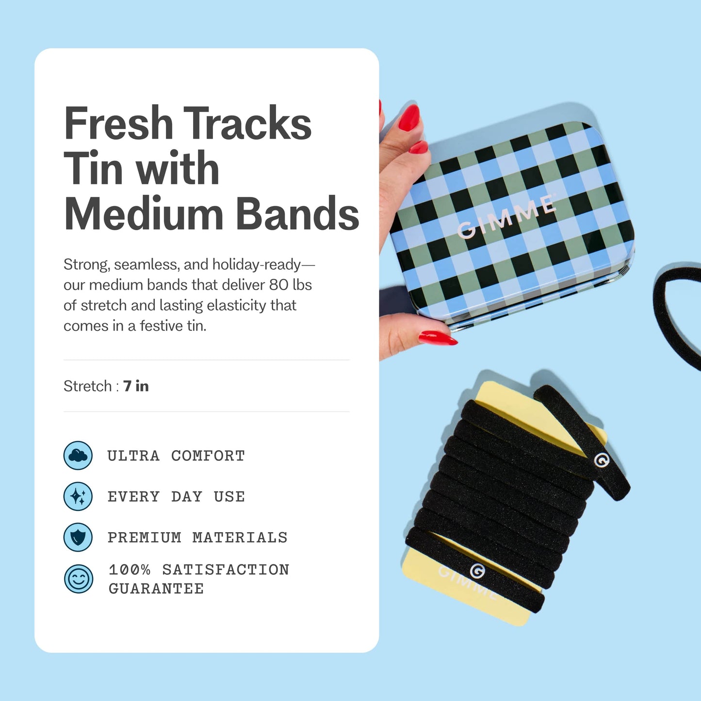 Fresh Tracks Tin with Medium Bands in Black